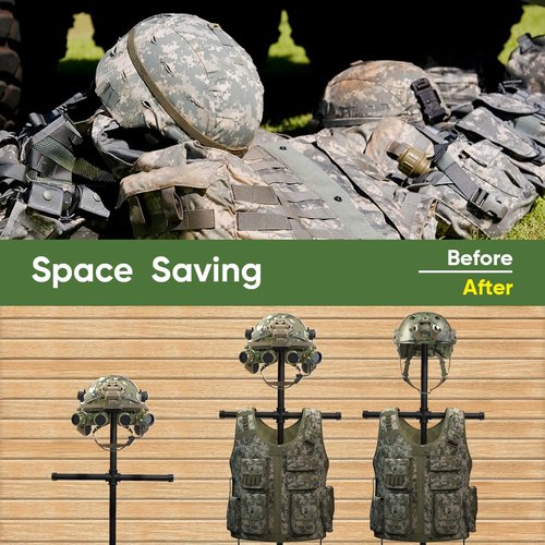 Derkerry Tactical Gear Body Armor Stand: Tactical Vest Hanger for Police & Duty Gear - Helmet Vest Belt Display Rack