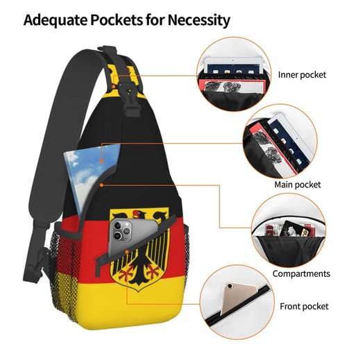 Cute German Flag Sling Backpack, Multipurpose Crossbody Shoulder Bag Travel Hiking Germany Casual Daypack for Men Women