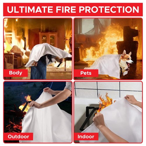 Emergency Fire Blanket for Home and Kitchen 2 Pack 40” x 40” Fiberglass Fire Safety Blanket Suppression Emergency With Gloves for School Fireplace Grill Car Office Garage Welding Warehouse Safety