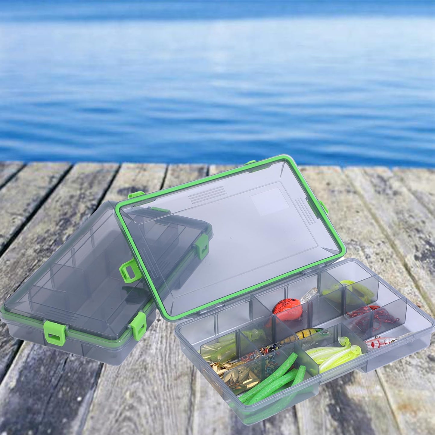 Kulport Tackle Boxes Plastic Storage Organizer Box with Removable Dividers,3600 Tackle Tray and 3700 Tackle Trays,Lure Box and Terminal Tackle Storage,4 Packs Tackle Trays-grey