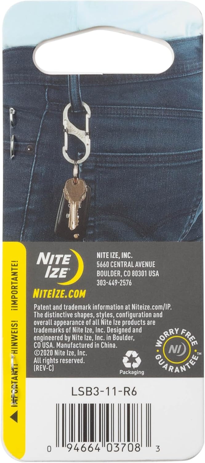 Nite Ize Size-3 S-Biner SlideLock Dual Carabiner, Locking Gates, Stainless Steel