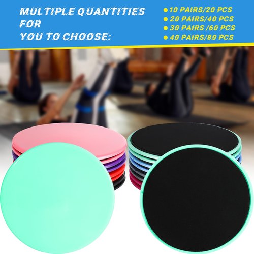 Jenaai Core Sliders Bulk Exercise Glider Discs Gifts for Group Training Classes Fitness Slider Workout Dual Sided AB Pads for HIIT Gym Carpet Hardwood Floor(40 Pcs (20 Pairs))