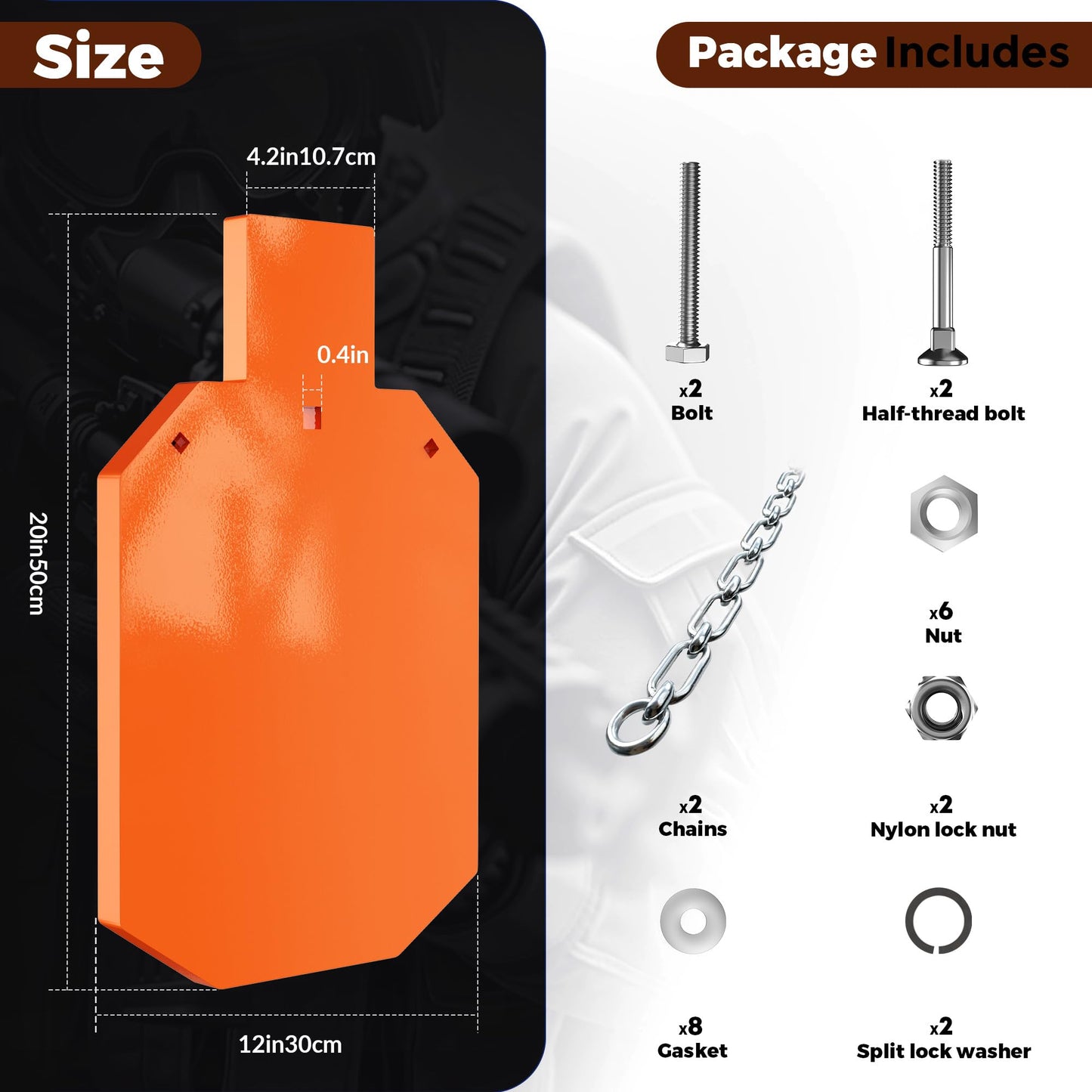 Ar 500 Steel Target 1/2 Inch Thick - Heavy Duty 12" x 20" Steel Silhouette Target, Laser-Cut Steel Plate Targets for Shooting, Metal Targets for Shooting Range, Neon Orange Color