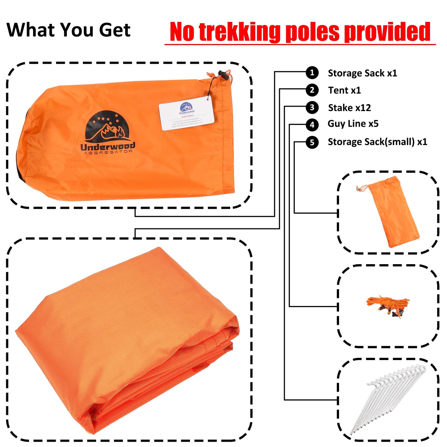 1-Person Ultralight Trekking Pole Tent & Collapsible Aluminum Hiking Poles by Underwood Aggregator