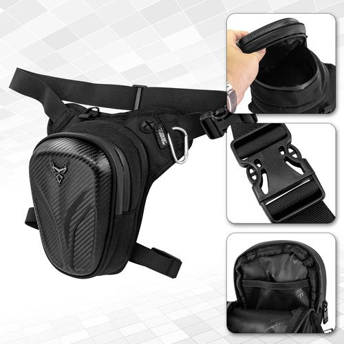 Vechkom Waterproof Thigh Bag Motorcycle Waist Drop Leg Bag for Men Big Capacity Waist Pack, Multifunctional Multi-Pocket Thigh Bag for Hiking Climbing Carbon Black
