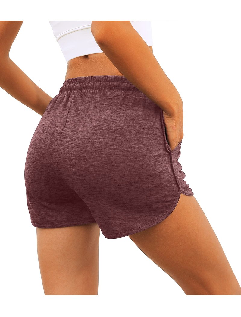 Aloodor Shorts Women Casual Summer Running Workout Shorts Burgundy XXL