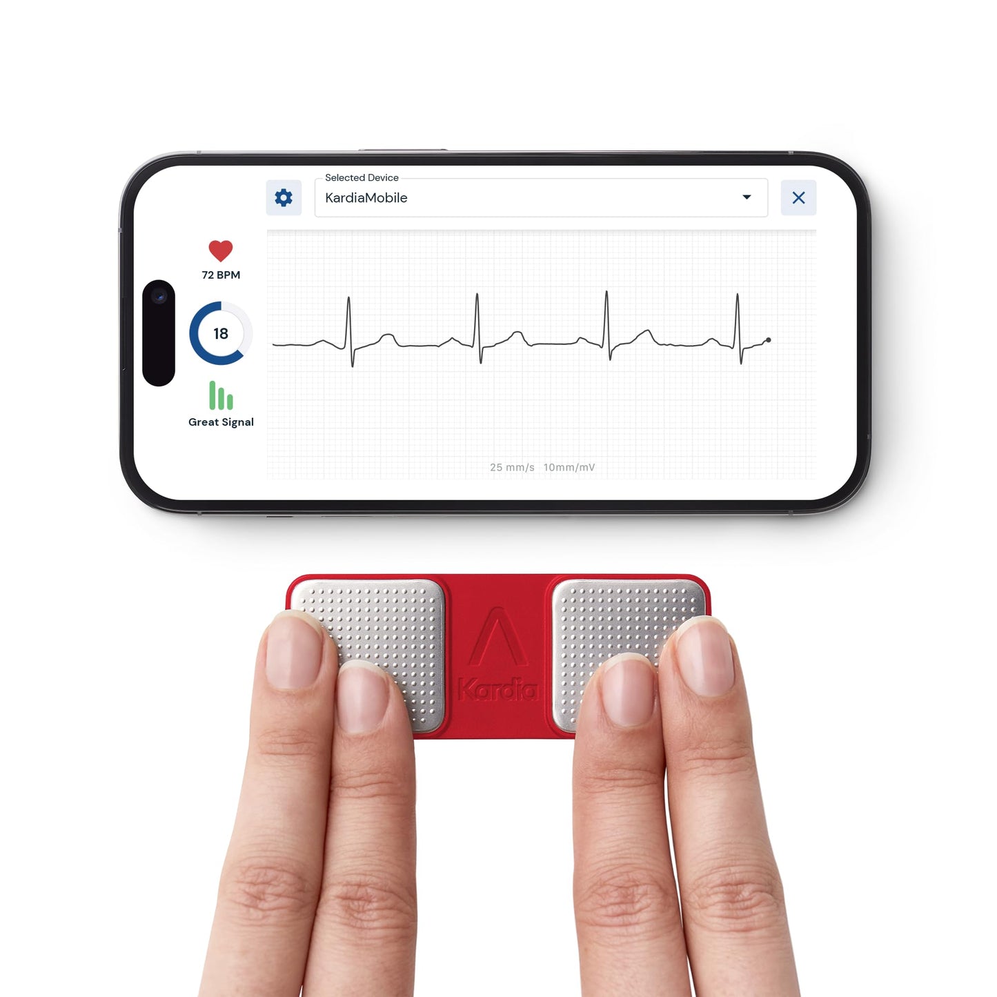 KardiaMobile RED 1-Lead Personal EKG Monitor – Record at Home – Detects AFib & Irregular Arrhythmias – Easy Results in 30 Seconds – Works w/Most Smartphones