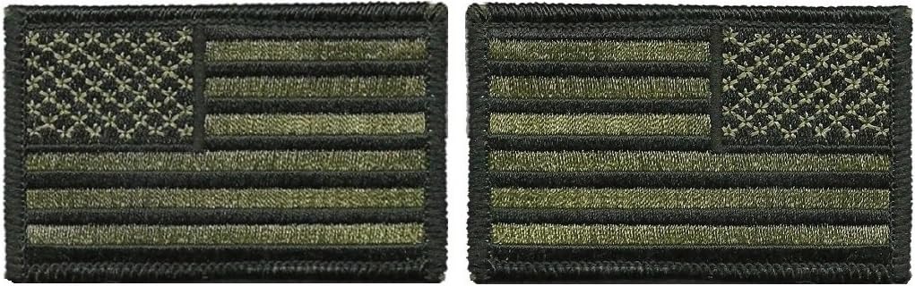 USA Flag Tactical Patch Set - Olive Drab 2"x3" - Ranger Return Reverse Flag