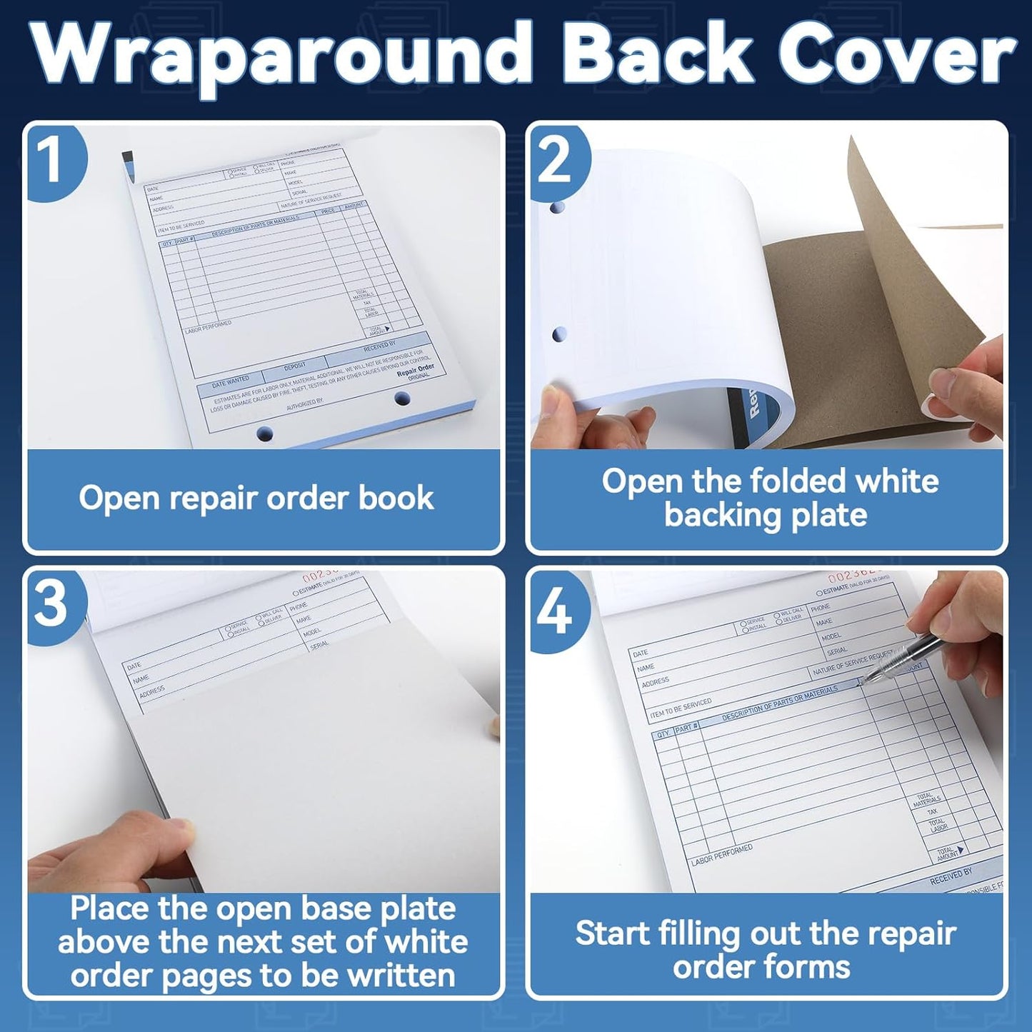 gisgfim 2 Pad Repair Order Book 2 Part Carbonless Receipt Books Consecutively Numbered with Claim Check Stub Invoice Receipt Book Work Order Form Receipt Book Order for Small Business 50 Set per Pads