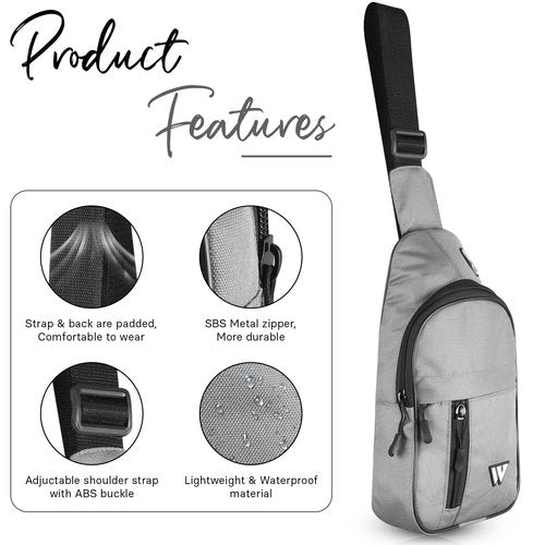 WFX Sling Bag for Women Travel Bag Hiking Backpack for Men Crossbody Bag One Strap Lightweight Shoulder Small Rucksack (Grey)