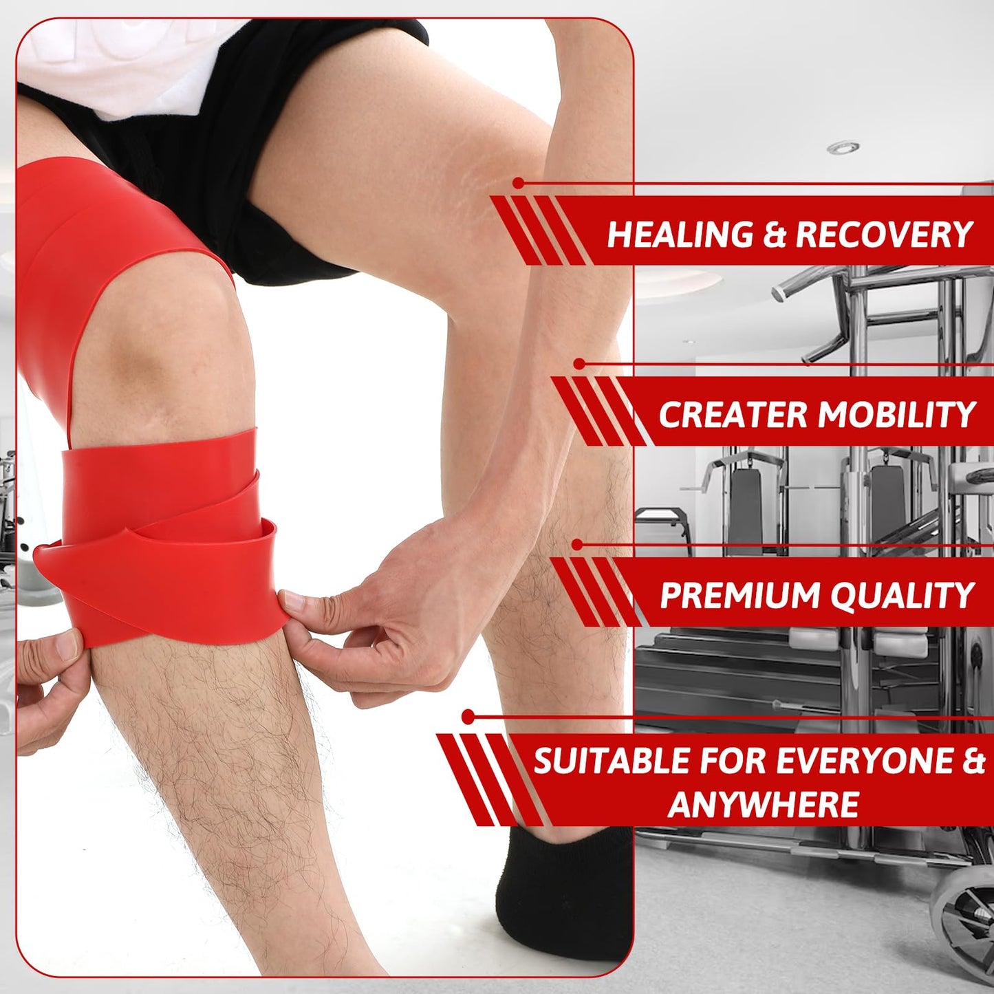 2 Pcs Muscle Floss Bands, Compression Bands with Storage Bag, Mobility and Recovery Bands for Improving Movement, Increasing Circulation & Reducing Soreness (Red & Black)