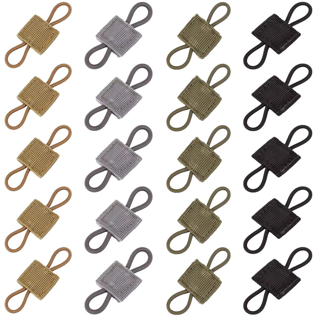 20 PCS Tactical Binding Retainer Tactical Gear Holder Clip Molle Webbing Binding Ribbon Elastic Binding Ribbon Buckle Multipurpose Tactical Bag Molle Accessories for Tactical Backpack Vest and Bags