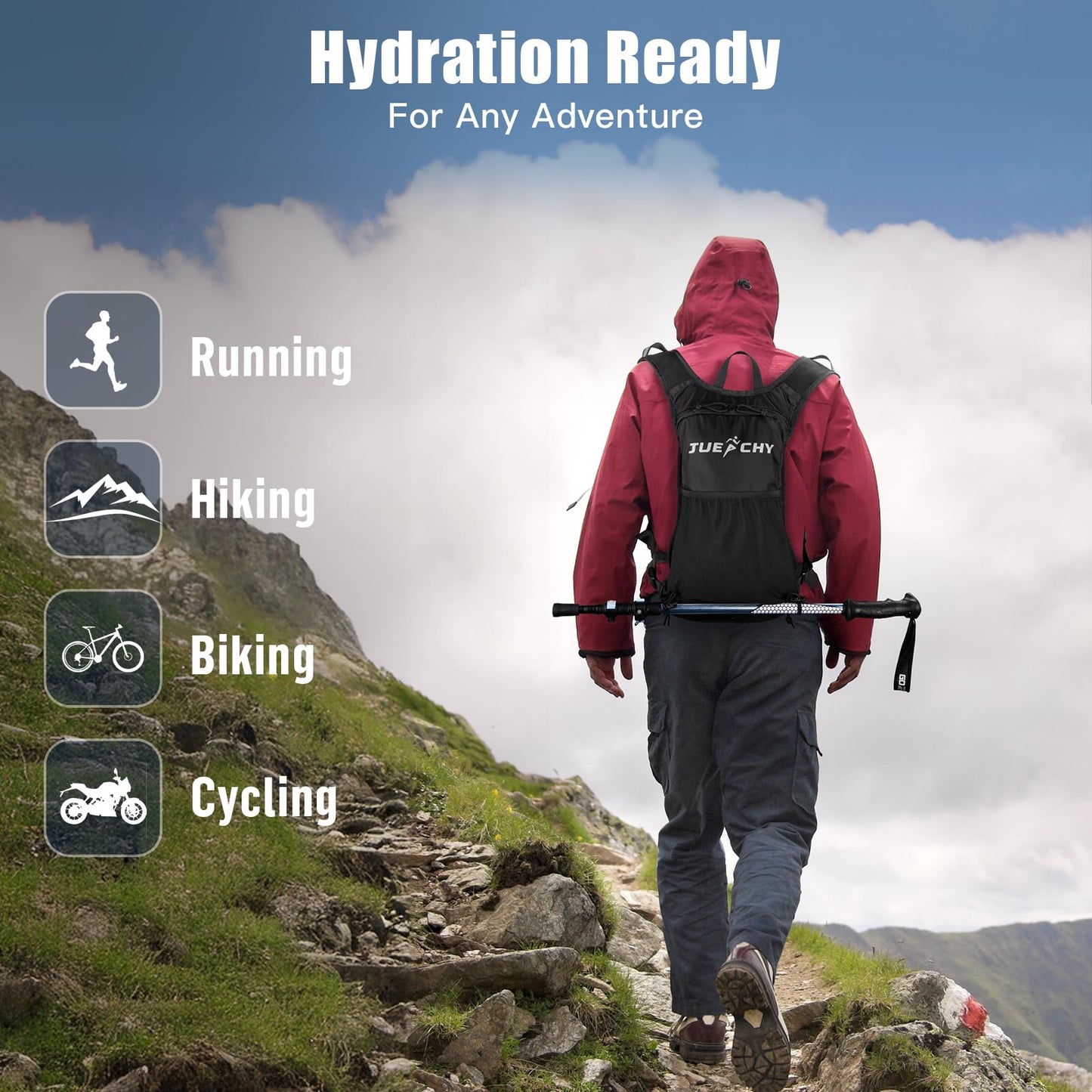 Jueachy Running Vest Lightweight for Men: Hydration Backpack with 2L Water Bladder - Waterproof Phone Pouch for Hiking