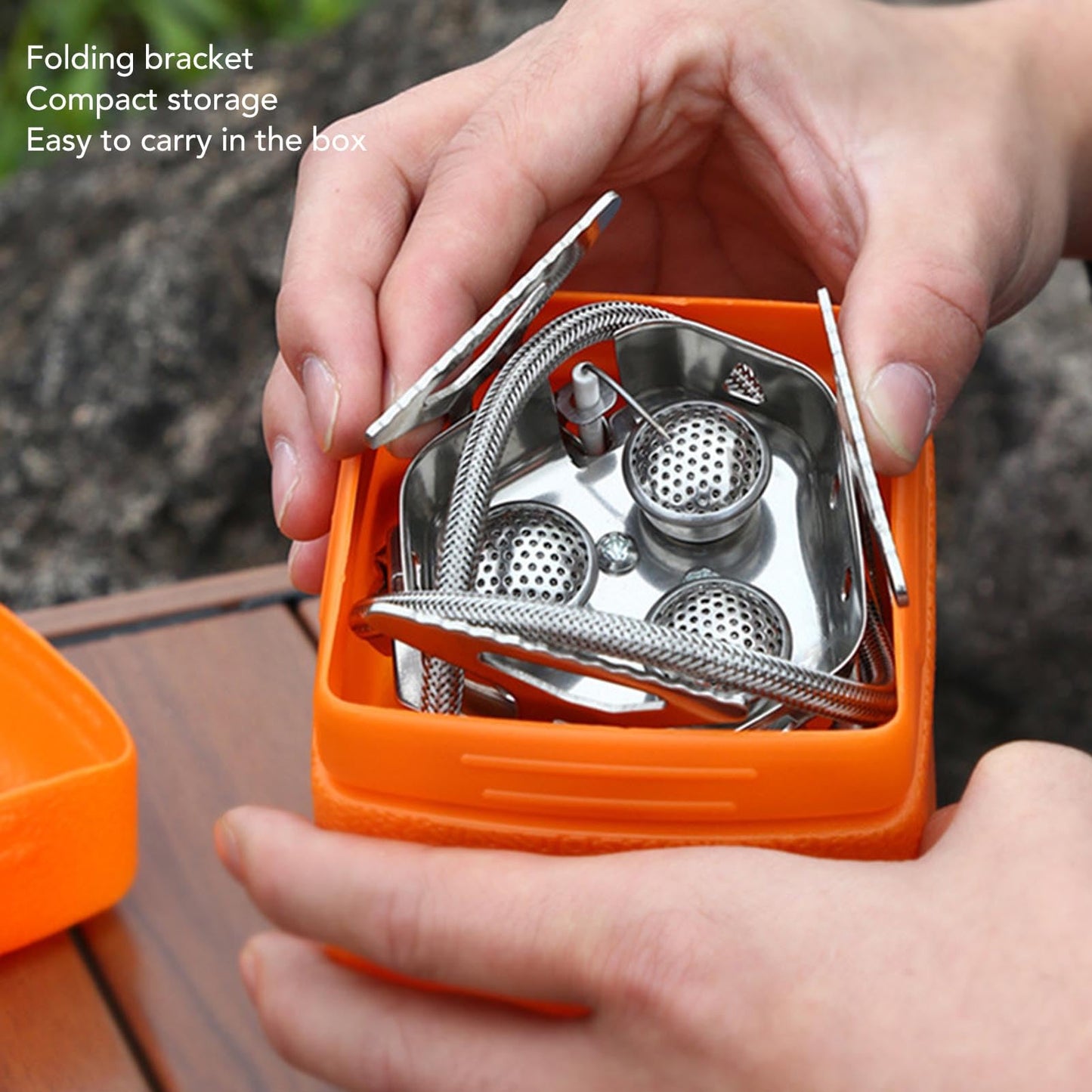 Luqeeg Windproof Camp Stove, 3 Core Lightweight Strong Firepower Camping Gas Stove, Portable Stove for Outdoor Backpacking Hiking and Picnic