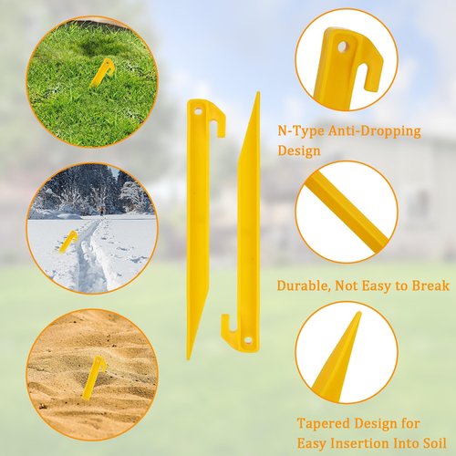 WOPPLXY 80 Pcs Plastic Tent Stakes - 9 Inch Tent Stakes Heavy Duty Tent Pegs Canopy Stakes Spike Hook, Plastic Stakes Awning Camping Pegs for Camping Outdoor Sand Beach Garden Lawn Stake