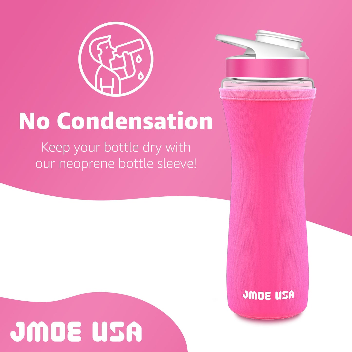 Jmoe USA 22oz Sleeve for Cirkul Water Bottle | Fits 22 oz Plastic and Stainless Steel Bottles | Neoprene Sweat Absorbing Material | Fitted Design | 2-Pack | Insulated Cover (Pink)