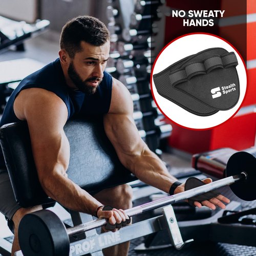 Stealth Sports Weight Lifting Gym Grip Pads Non-Slip Neoprene Pull Up Bar Pads Substitute of Workout Gloves Prevents Callus Tears–Calisthenics Fitness Weightlifting Grip Gloves (4 Loop)