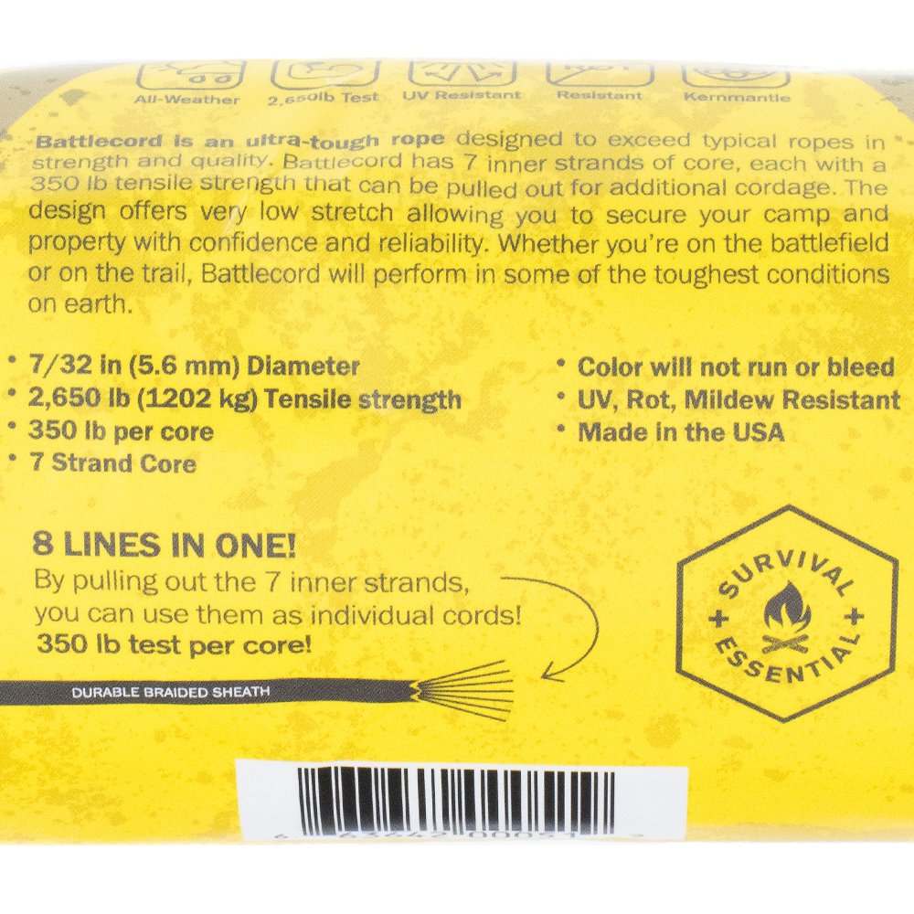 Paracord Planet 5.6mm BattleCord – Ultra Strong & Tough Rope – 2650lb Tensile Strength – USA Made