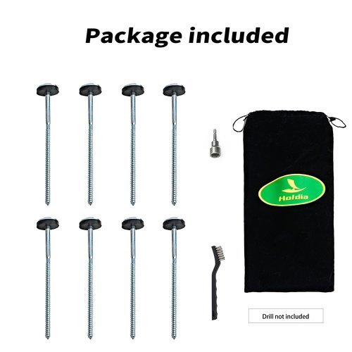 Holdia 8 Pcs Drillable Tent Stakes 12" | Hex Pegs | Heavy Duty Metal Tent Anchors & Camping Spikes with 17MM Hex Drill Adapter and Storage Bag