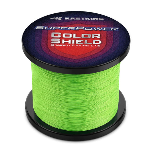 KastKing Superpower ColorShield Braided Fishing Line, Neon Green, 20LB, 500Yards, X4