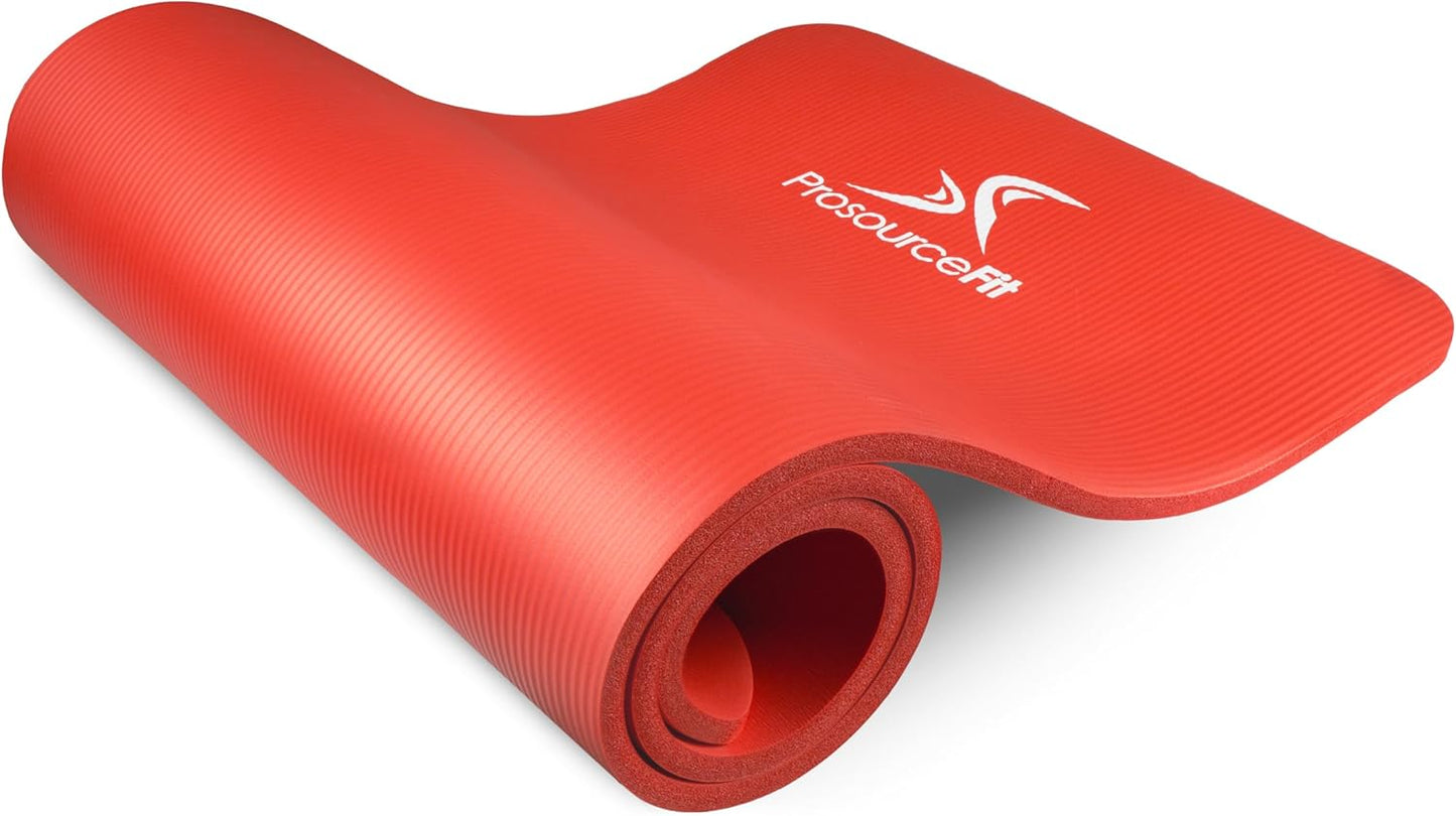 ProsourceFit Extra Thick Yoga and Pilates Mat ½” (13mm), 71-inch Long High Density Exercise Mat with Comfort Foam and Carrying Strap