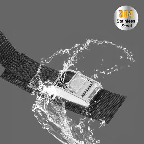 Ayaport Stainless Steel Cam Buckle Tie Down Straps Lashing Straps 2200lbs Break Strength Heavy Duty Car Roof Rack Strap for Kayak, SUP, Surfboard, Cargo, Motorcycle, Truck, Boat, Dirt Bike(1" x 16')