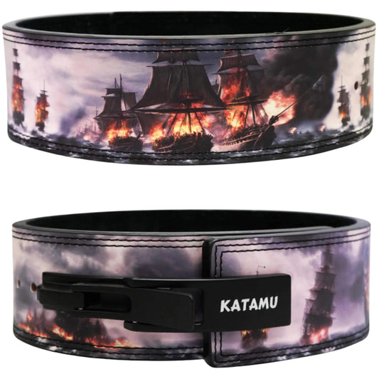 Katamu Burn The Ships Premium Lever Weight Lifting Belt | Gym Belt | Powerlifting Belt | Leather Lifting Belts with Lever (Large)