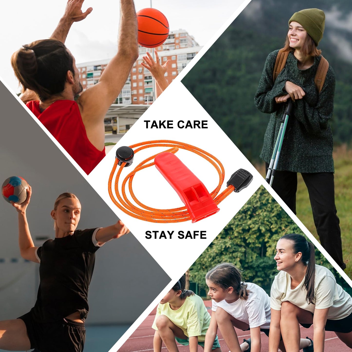 JIEYAO 4 Pcs Emergency Whistles with Adjustable Lanyard, Safety Survival Whistles, Loud Plastic Whistles Boat Floating Marine Whistle for Fishing Hiking Kayaking Camping Safety & Survival Equipment