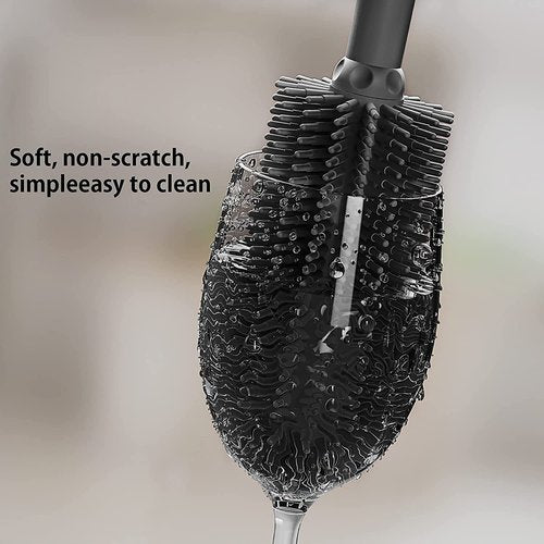 SUPPHOUS Long Silicone Bottle Cleaning Brush | 2 Pack| 16”+13”Water Bottle Brush Cleaner Brush for Hydro Flask,Glassware,Vacuum Sports Bottle&Vases,Silicone Water Bottle Cleaner Brush for Narrow Neck