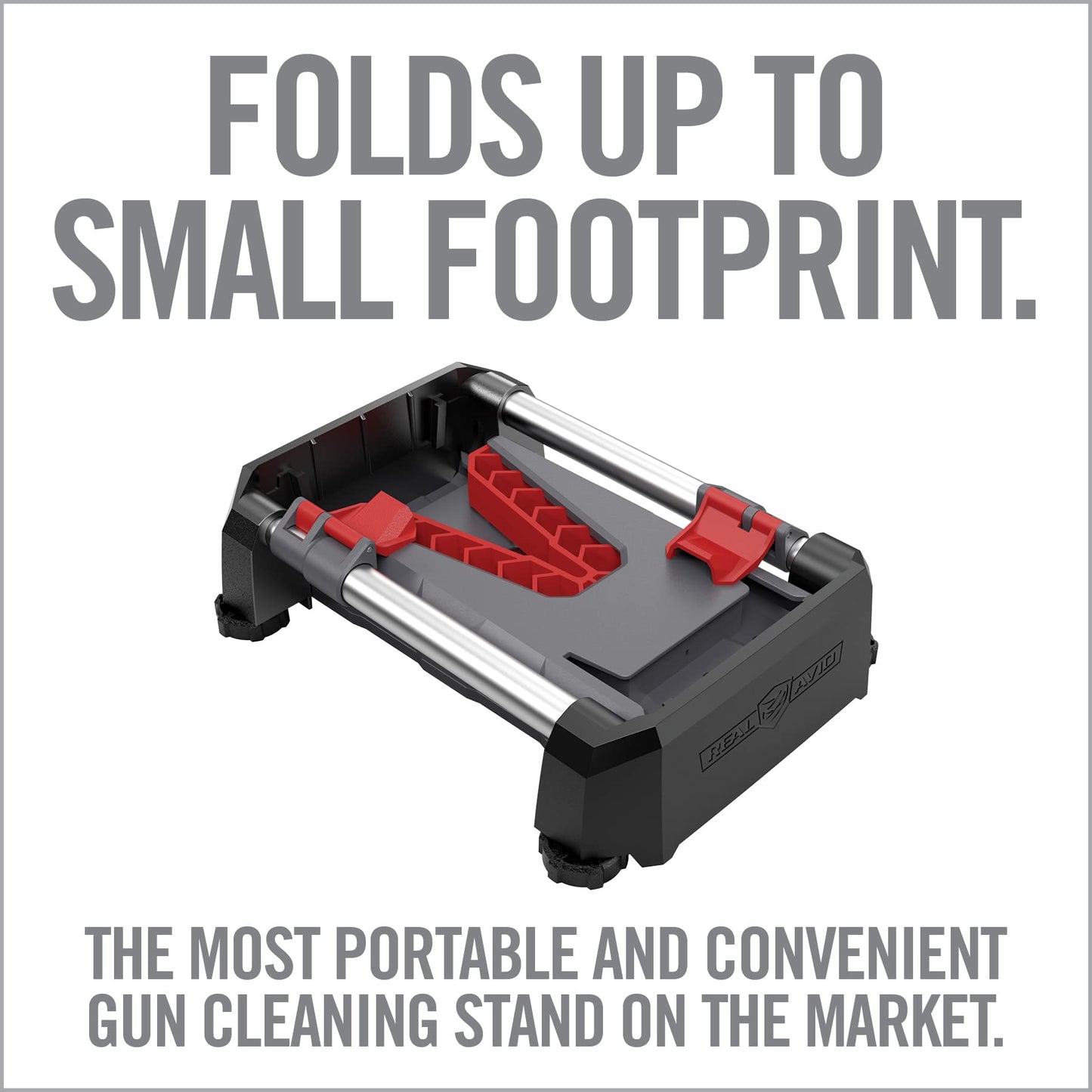 Real Avid Speed Stand | Collapsible Design, Adjustable 10" - 16" Stand for Cleaning & Maintenance | Compact, Portable Range Stand | Lightweight Vise Perfect for Hunting Rifles & Shotguns,Red