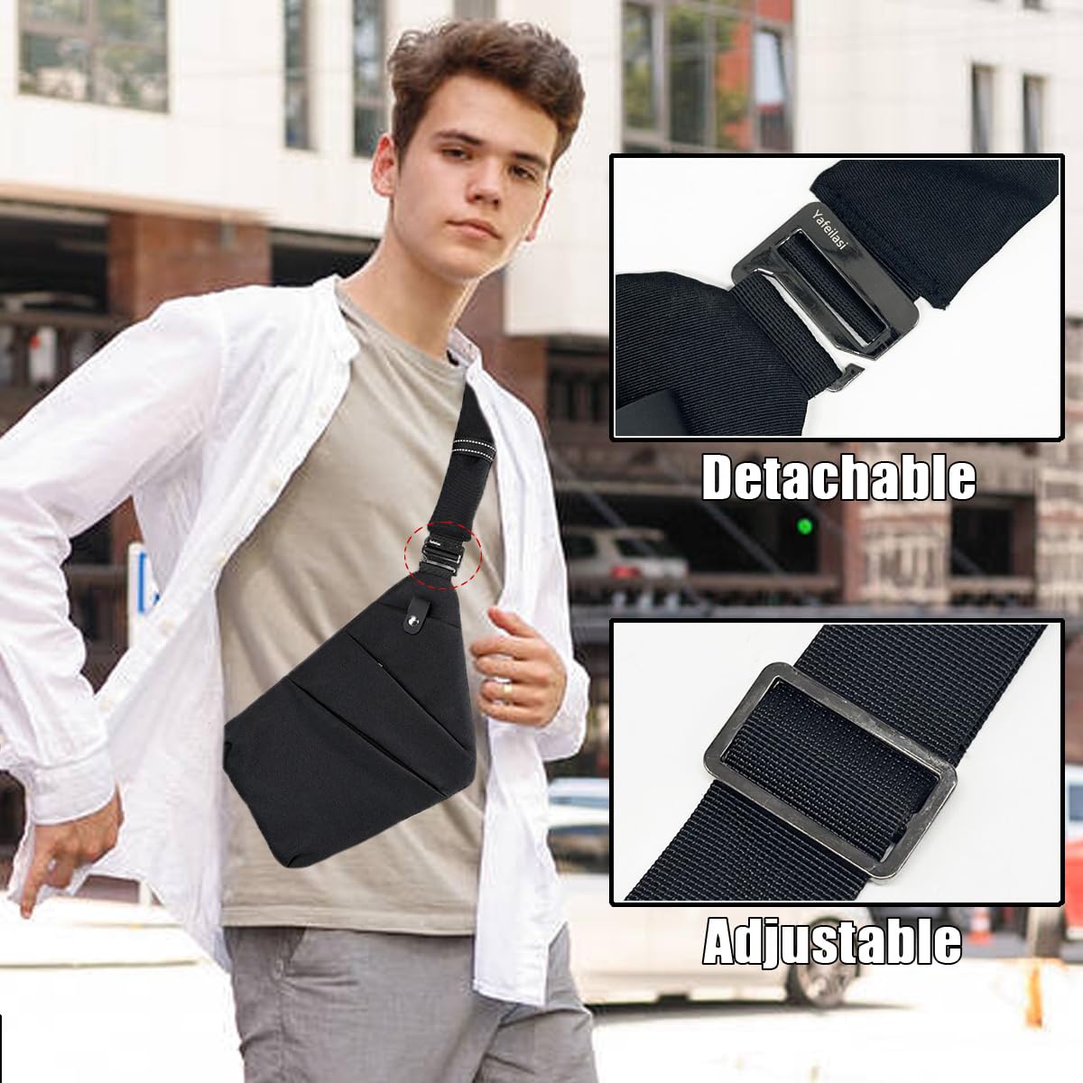 Tealots Small Sling Bag Crossbody Personal Pocket Bag Anti-Thief Chest Bags Shoulder Backpack for Travel Hiking Daypacks (A-black right hand)