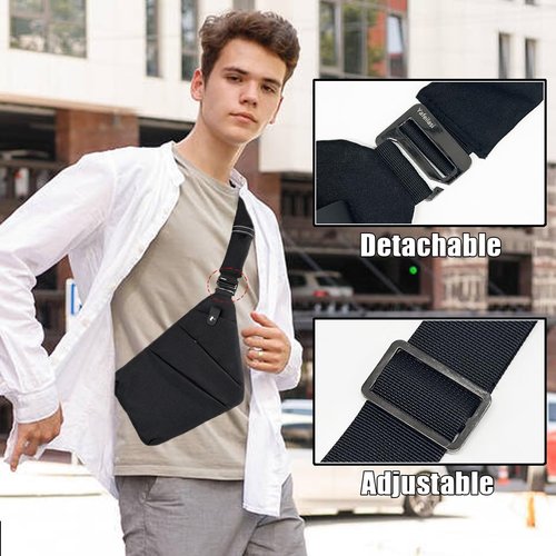 Tealots Small Sling Bag Crossbody Personal Pocket Bag Anti-Thief Chest Bags Shoulder Backpack for Travel Hiking Daypacks (A-black right hand)