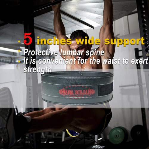 Nana BoLian Leather Weight Lifting Belt,5 Inch Wide Leather and SBR Lifting Belt, For Weightlifting, Strength Training and Squatting.Please Choose According to the Size Chart.