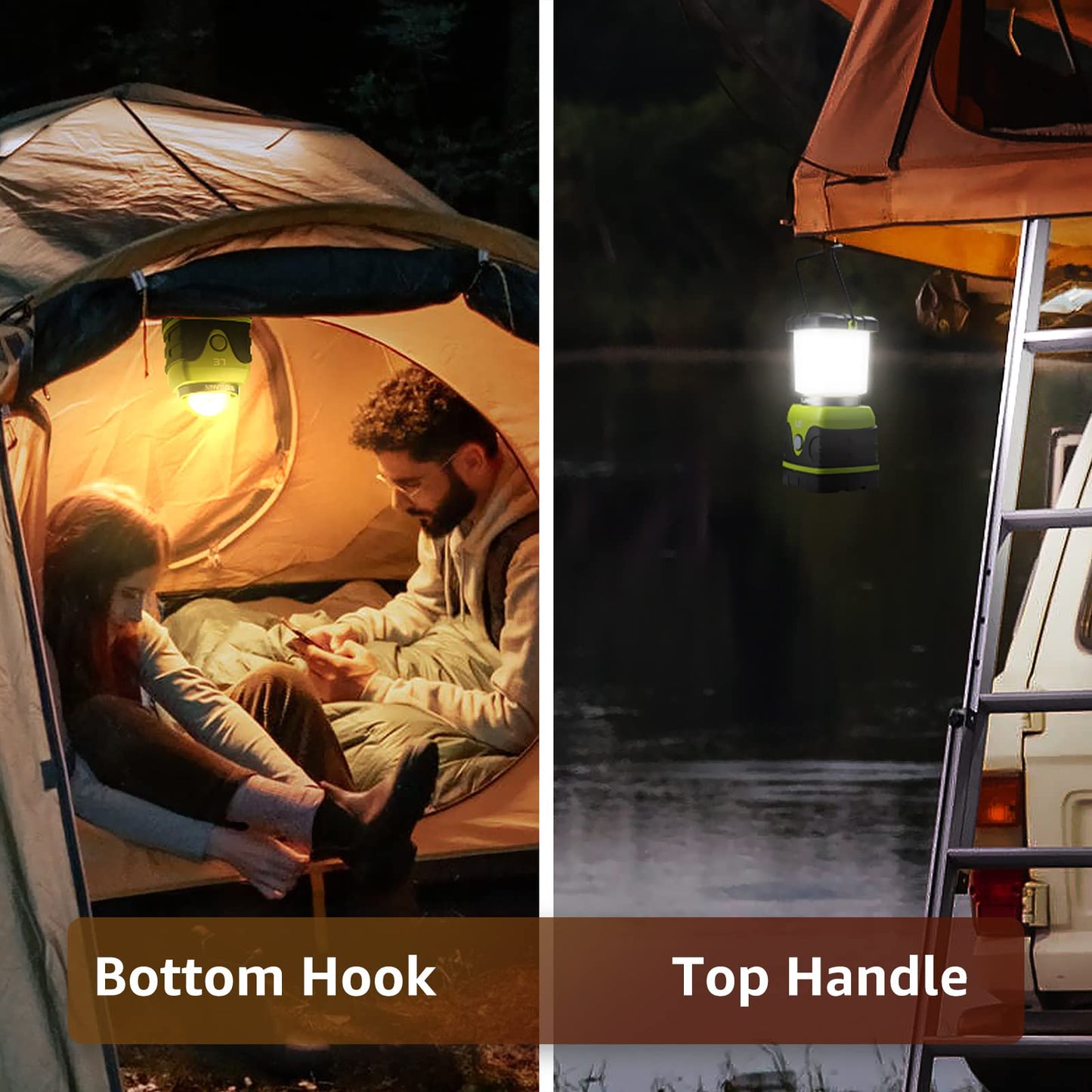 Lighting EVER Bundle - 2 Items: Lepro Vintage Rechargeable LED Camping Lantern & Lighting EVER 1000LM LED Camping Lantern, Battery Powered, 4 Light Modes