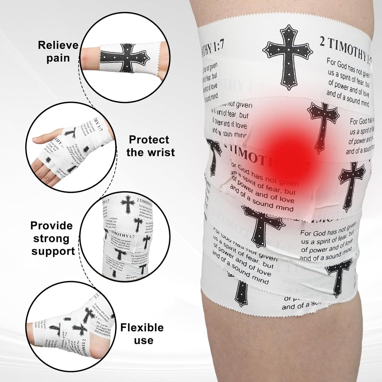 Christian Athletic Tape | 2 Pcs Cotton Sports Wrap 2in x 23ft | White