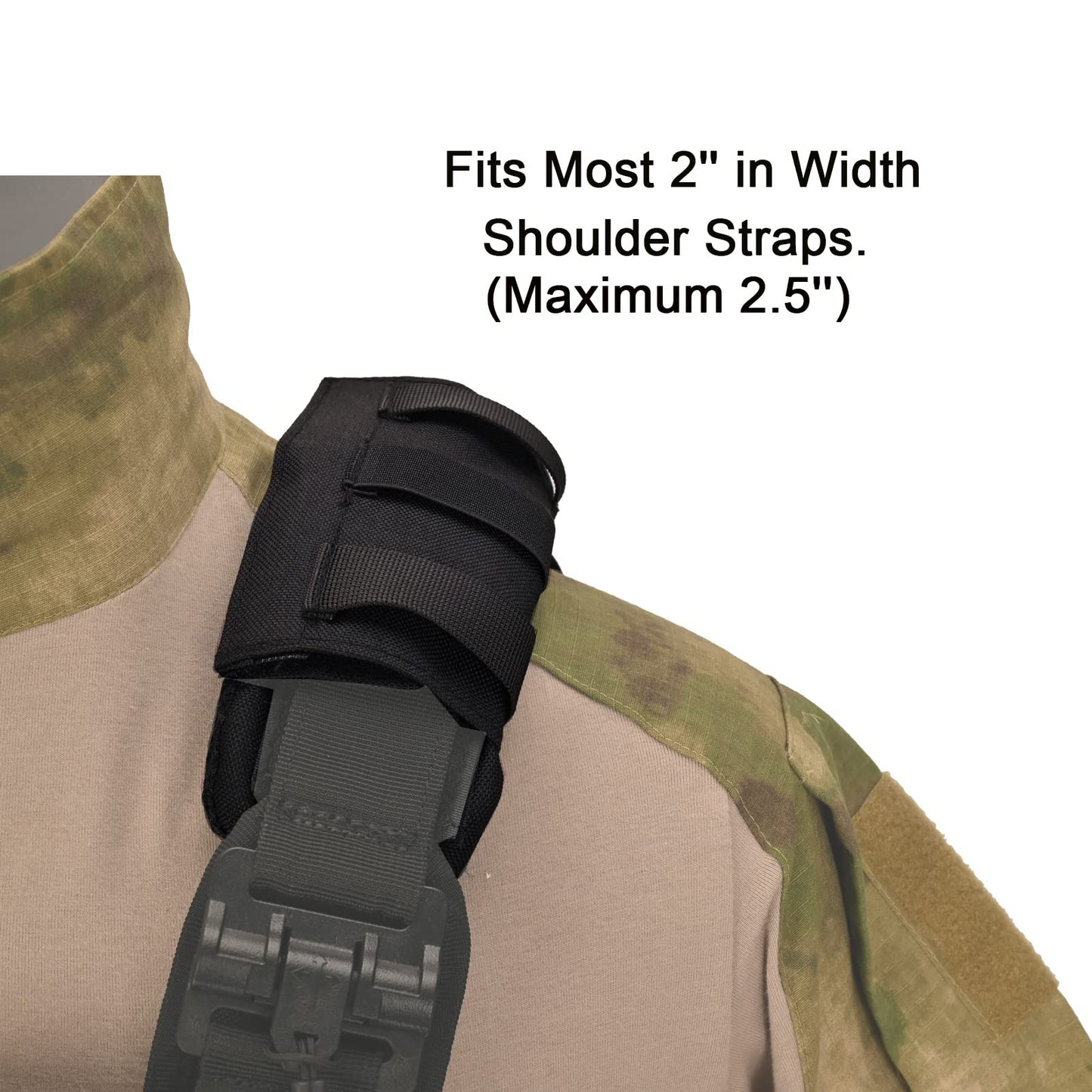 2 Pack Detachable Vest Shoulder Strap Pads Fit 2'' (Maximum 2.5'') Sling Bags Guitars Backpack Messenger Bag Shoulder Straps Comfort Soft Cushion Strap Pads for FCPC JPC Vests (Black)