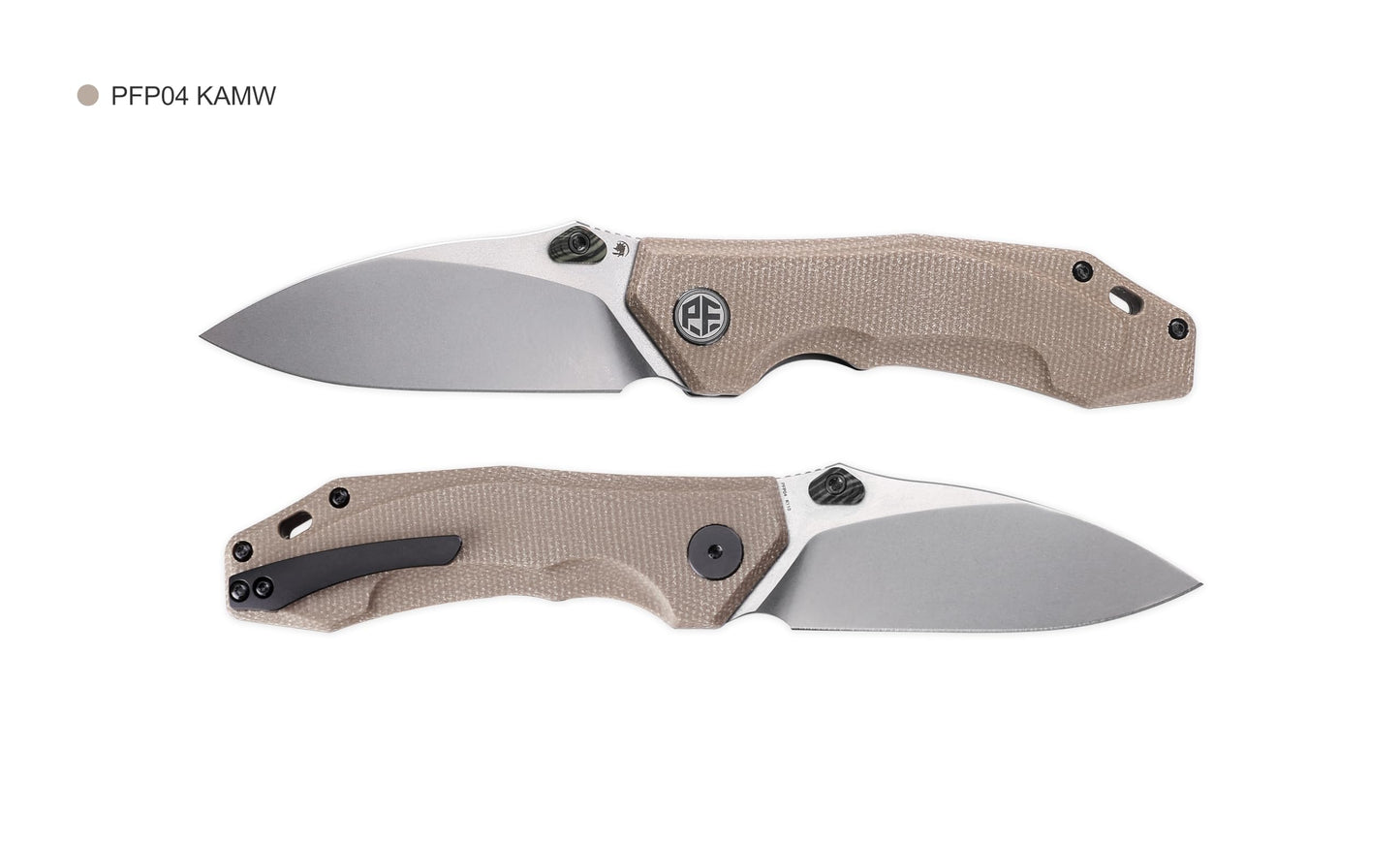 Petrified fish PFP04 Havrog,3.15" K110 Stonewashed Blade, 127g Micarta Handle Liner lock Folding knife (Stonewashed, Khaki)