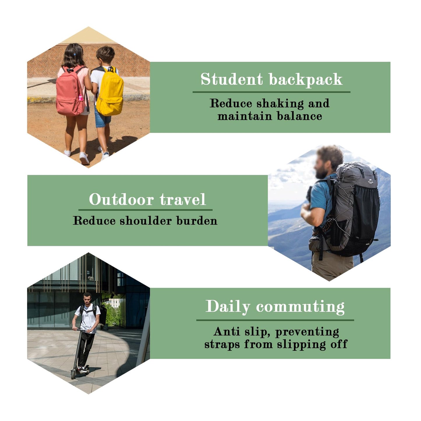2 Pack Backpack Chest Straps,with 2 Quick Release Buckle,4 Slide Clips 10 Zipper pulls-Black US223