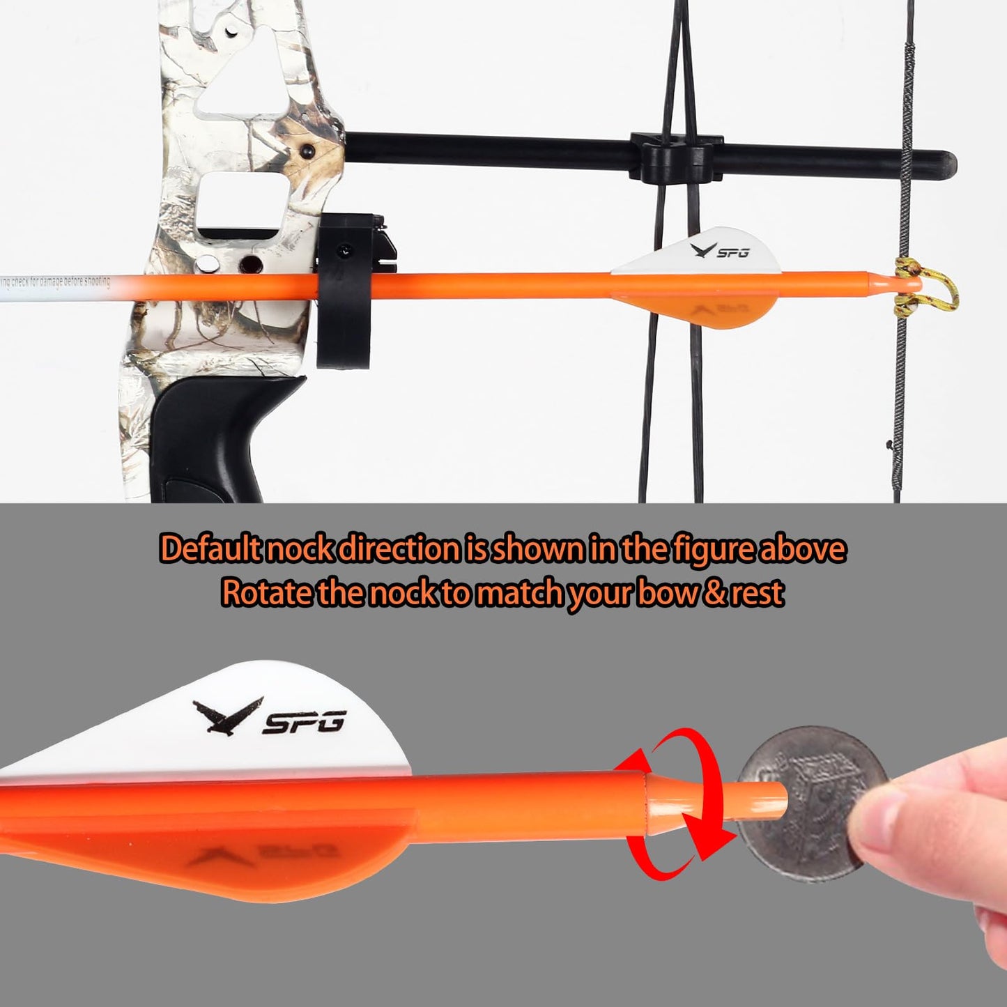 SPG Archery Arrows for Compound Bow - 30 Inch Arrows for Compound Bow, 500 Spine Carbon Compound Arrows for Recurve Bow Shooting Hunting 12 Packs (Orange)