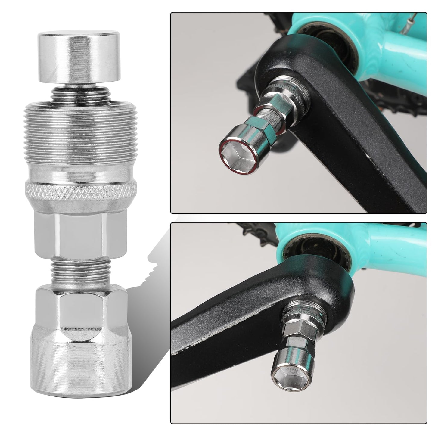 JUPSK Bike Crank Puller, Bicycle Crank Removal Tool Square Crankset Arm Remover Bike Crank Remover Bicycle Crank Extractor (Silver)