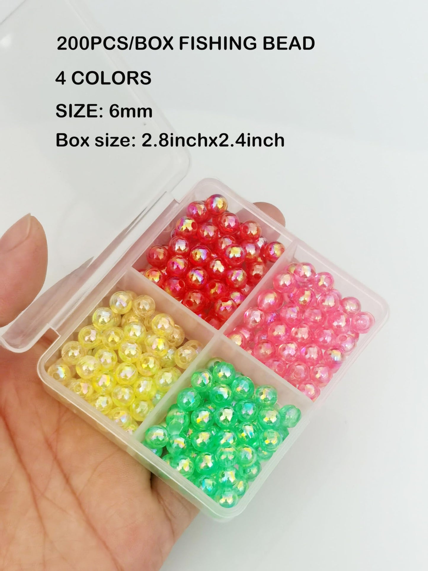 200pcs Fishing Beads Assortment Plastic Bead for Fishing Baits Fishing Rigs for Freshwater or Saltwater (Style 1-200pcs)