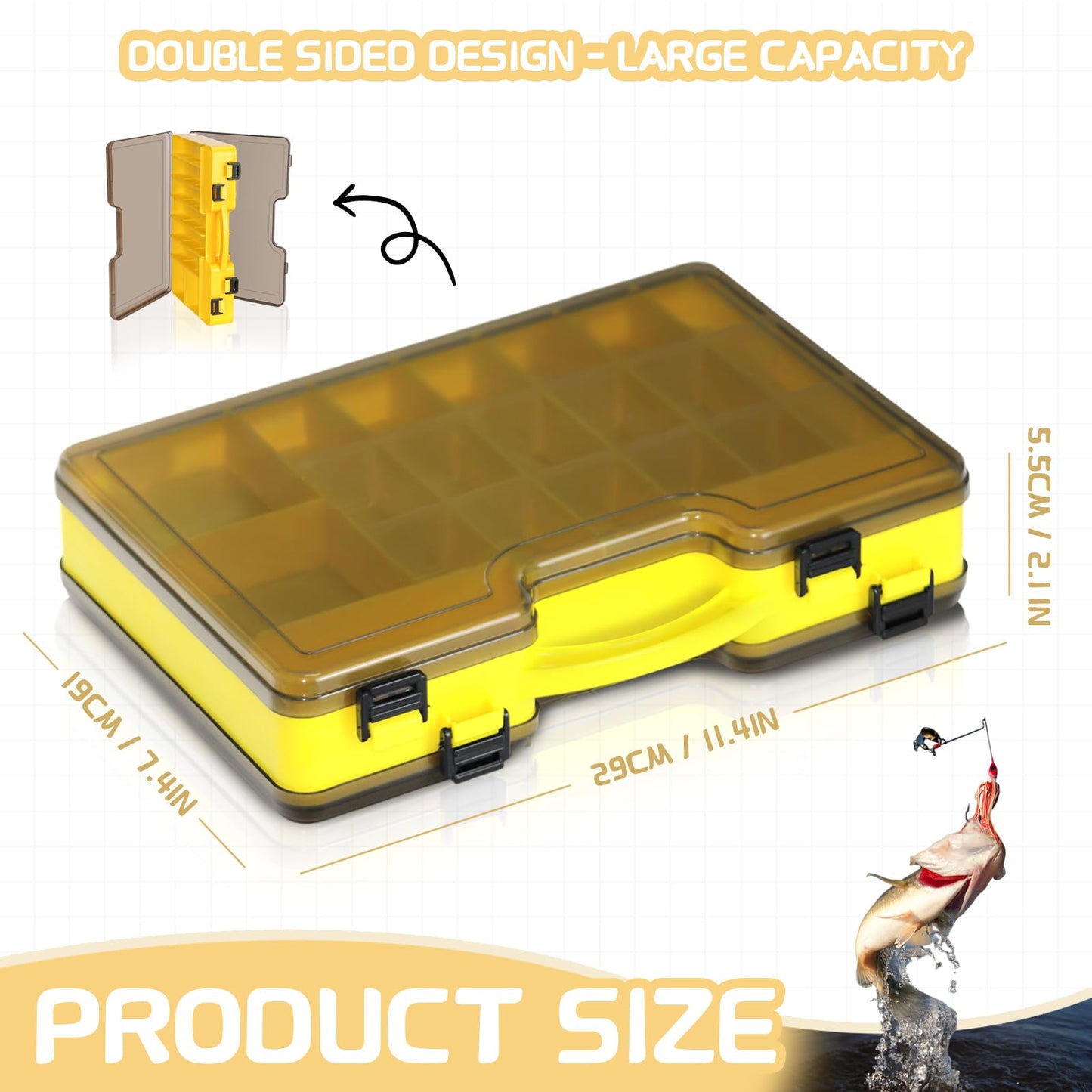 Fishing Tackle Box,Plastic Tackle Trays,Tackle Box Organizer with Removable Dividers,Waterproof Tackle Box Used for Storing Fishing Bait