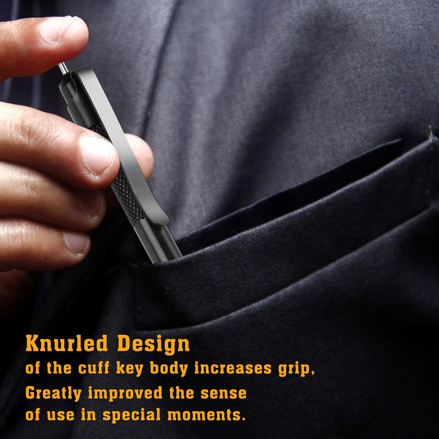 JOTOVO Stainless Steel Universal Standard Police Hand Cuff Key, Pocket Cuff Key with Clip 4" Long for All Standard Series Hand Cuffs, Black- 2PCS