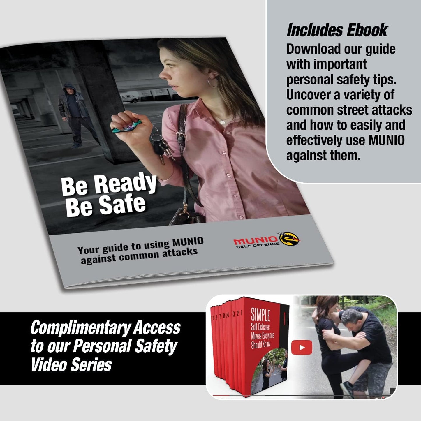 MUNIO Self Defense Keychain – Lightweight, Stylish & Portable Safety Tool for Women & Men – Non-Lethal Kubotan, Easy to Use