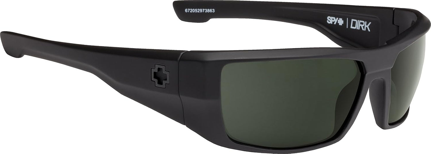 SPY Womens Dirk Sunglasses, Soft Matte Black/Happy Gray/Green Polar, 64 Mm US