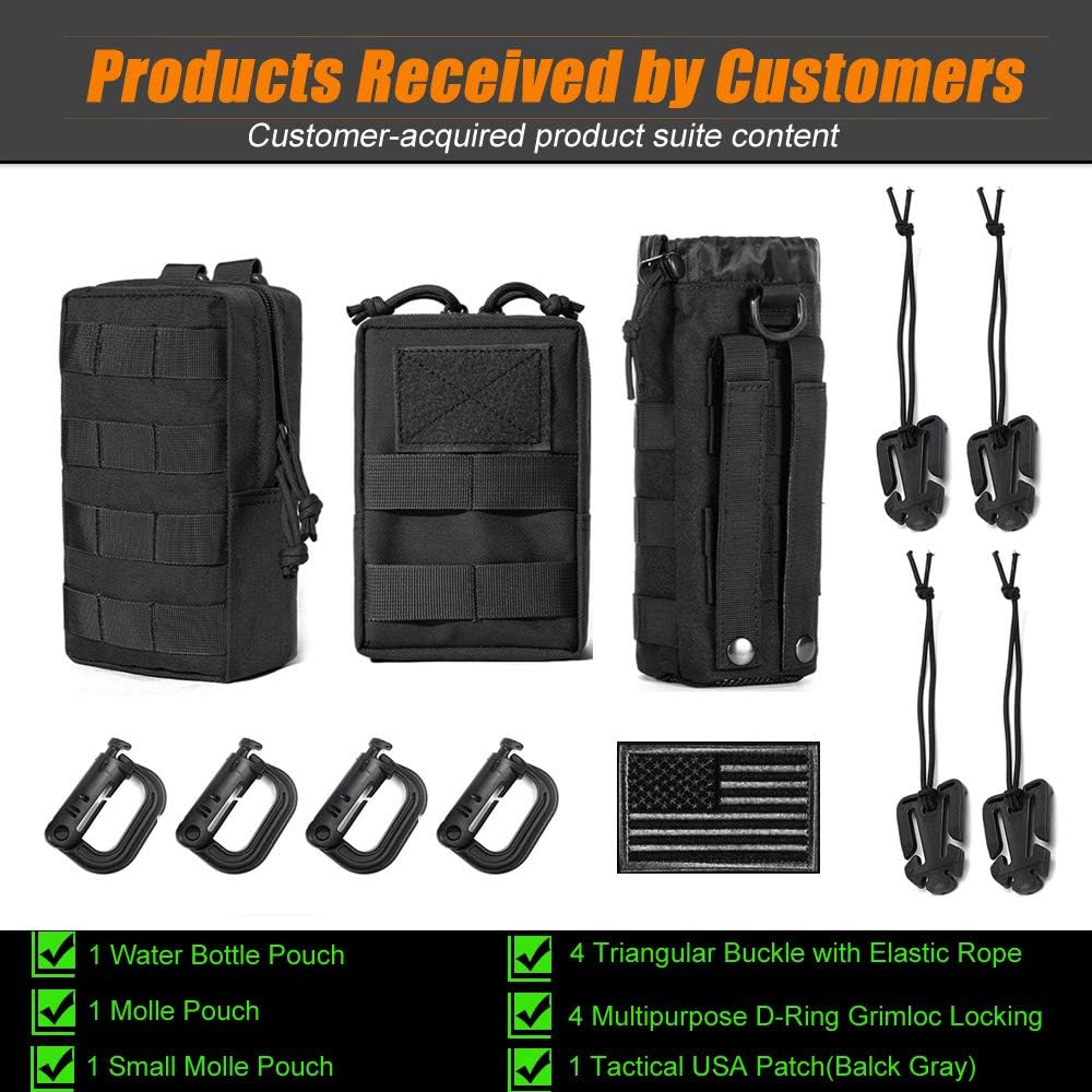 Upgraded Tactical Water Bottle Holder | Molle Pouch for Travel & Hydration