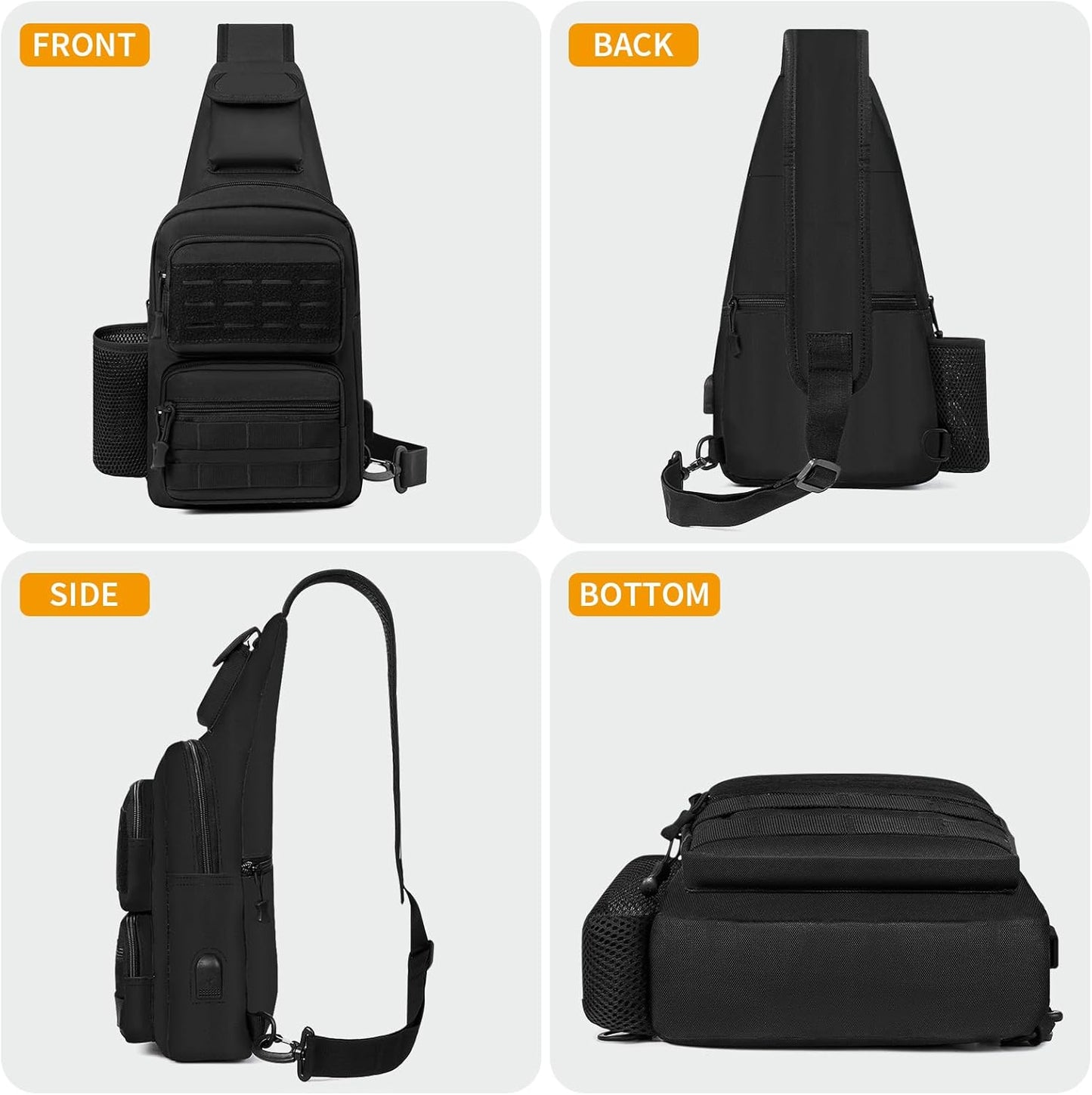 HUNTVP Small Tactical Sling Chest Pack Bag Molle Daypack Backpack Military Crossbody,Type1- ACU Camouflage