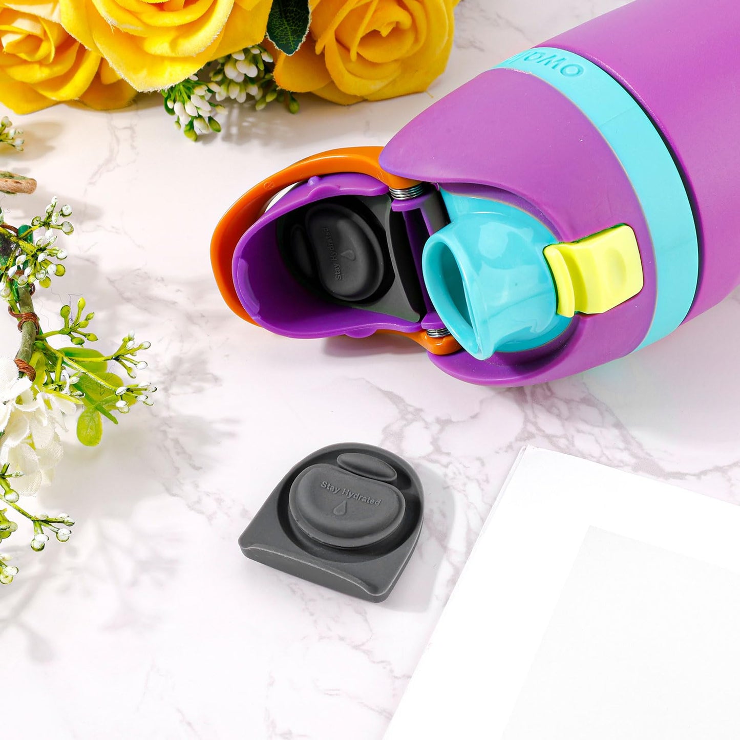 2pcs Replacement Stopper for Owala FreeSip 24/32oz, BPA Free Rubber Water Bottle Top Lid Gasket Parts Seal Bottle Cap Mouth for Owala 16/19/24/32/40oz Silicone Bottle Gasket Plug Accessories(Gray)