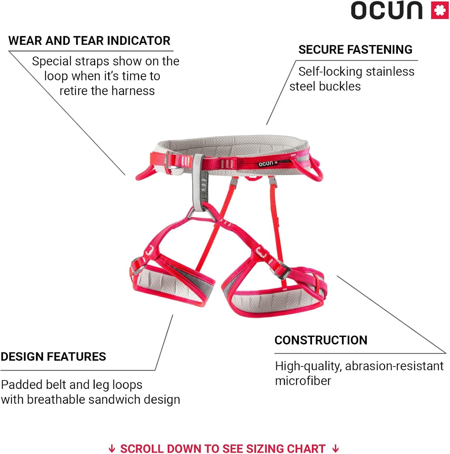 Ocun Neon 3 Women’s Climbing Sport Harness I Lightweight, Three Buckle Rock Climbing Harness