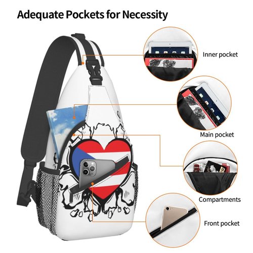 Puerto Rico Flag Sling Bag,Multipurpose Crossbody Backpack Shoulder Chest Bag for Women Men Travel Hiking Daypack
